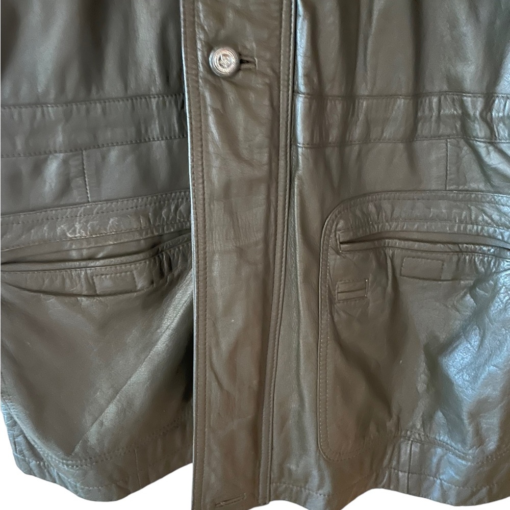 Vintage Deerskin Trading Post Olive Green Leather Jacket‎ - Picture 3 of 6